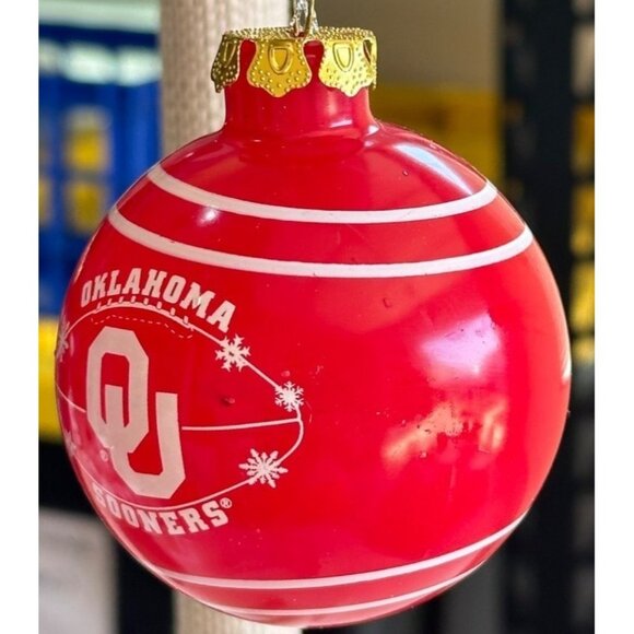 Collegiate Licensed Product University of Oklahoma OU Glass Ball Ornament-BOXED - Picture 7 of 12